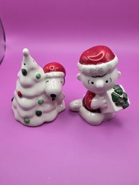 Lenox Red and Gold Snoopy’s Christmas Salt & Pepper Set